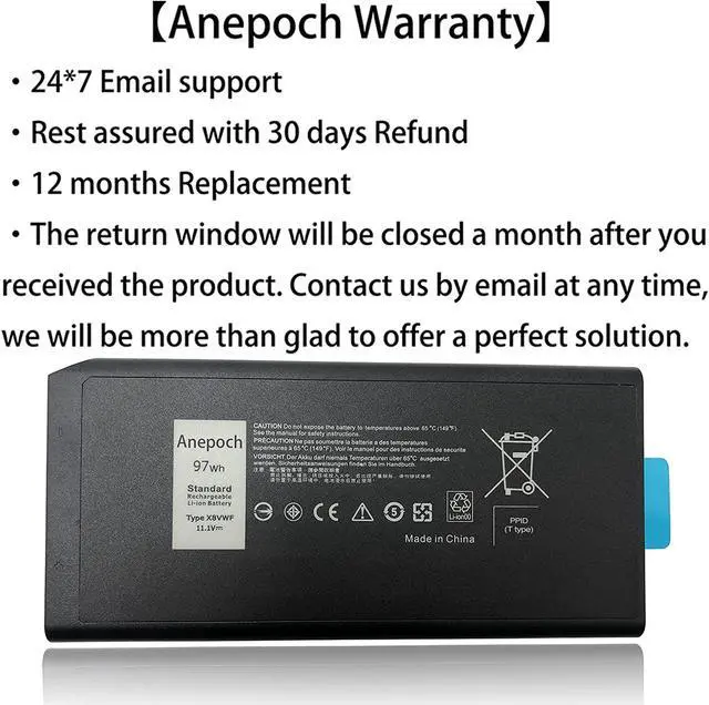 Alt view image 2 of 7 - X8VWF Laptop Battery Replacement for Dell Latitude 14 Rugged 5404 5414 E5404 Extreme 7404 7414 E7404 Series Notebook VCWGN YGV51 CJ2K1 5XT3V XN4KN XRJDF 453-BBBE 4XKN5 11.1V 8700mA 97Wh