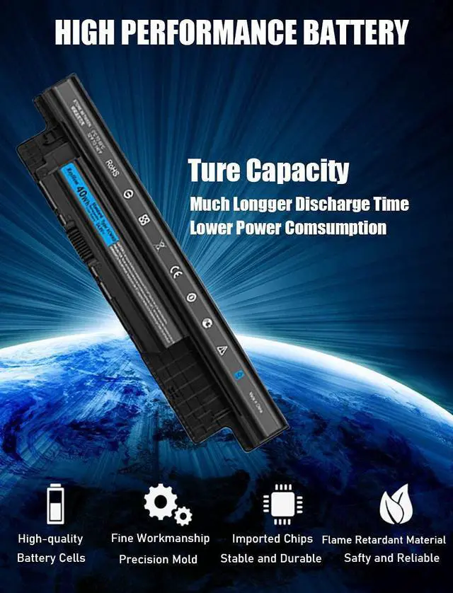 Alt view image 3 of 7 - RayHom XCMRD Battery 40Wh Compatible for Dell Inspiron 15-3537 3542 3543 3541/14 3421 5421/15R 5521 5537/17 3721 3737 /17R-5737 P28F V8VNT i3531 i3542-6000bk for Dell Loptop Replacement Battery.