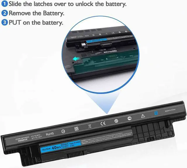 Alt view image 4 of 7 - RayHom XCMRD Battery 40Wh Compatible for Dell Inspiron 15-3537 3542 3543 3541/14 3421 5421/15R 5521 5537/17 3721 3737 /17R-5737 P28F V8VNT i3531 i3542-6000bk for Dell Loptop Replacement Battery.