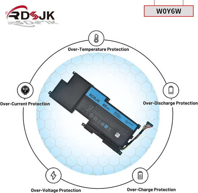 Alt view image 6 of 7 - W0Y6W Laptop Battery for Dell XPS 15 L521X XPS 15-L521X XPS15-3828 Series WOY6W 3NPC0 03NPC0 CN-03NPC0 9F233 09F233 9F2JJ 09F2JJ T1G6P 11.1V 65Wh