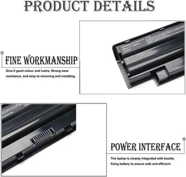 Alt view image 3 of 5 - J1KND Laptop Battery for Dell Inspiron 3420 3520 15r 17r 14r 13r N5110 N5010 N5030 N5040 N5050 N4110 N4010 N7110 N3010 N3110 M5110 M4110 M501 M503; P/N: TKV2V 4T7JN W7H3N 04YRJH 06P6PN
