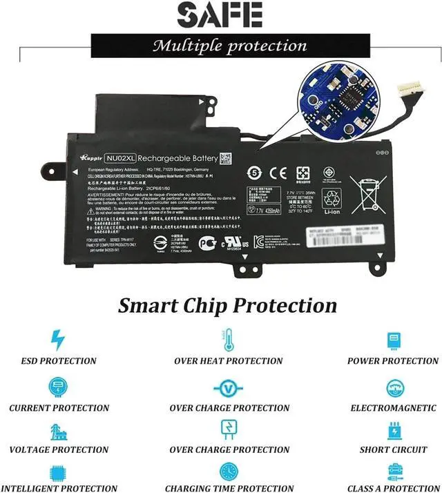 Alt view image 3 of 7 - BOWEIRUI NU02XL 844200-850 Laptop Battery Replacement for Hp Pavillion X360 M1 M1-U M1-u001dx Series HP NU03XL TPN-W117 HSTNN-UB6U HSTNN-UB6V HSTNN-UB6U 843535-541 (7.7V 35Wh 4350mAh)