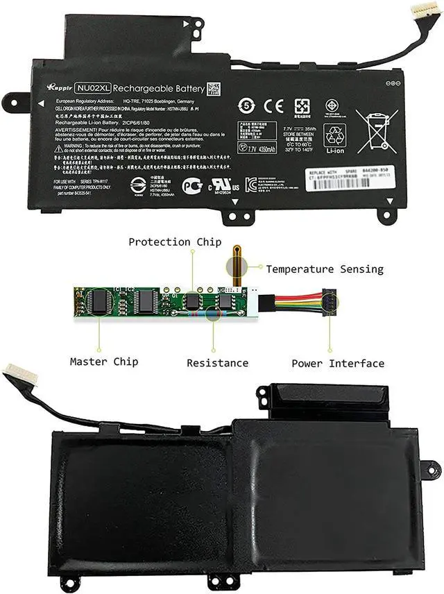 Alt view image 5 of 7 - BOWEIRUI NU02XL 844200-850 Laptop Battery Replacement for Hp Pavillion X360 M1 M1-U M1-u001dx Series HP NU03XL TPN-W117 HSTNN-UB6U HSTNN-UB6V HSTNN-UB6U 843535-541 (7.7V 35Wh 4350mAh)