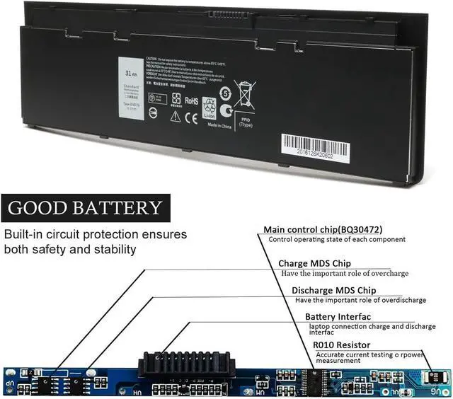 Alt view image 2 of 6 - Eokoowo New VFV59 11.1V 31 WH Laptop Battery Replacement for Dell E7240 E7250 Ultrabook WD52H GVD76 9C26T Y9HNT KWFFN J31N7 HJ8KP F3G33 0KWFFN 451-BBFW 451-BBFX 3-Cell High Performance