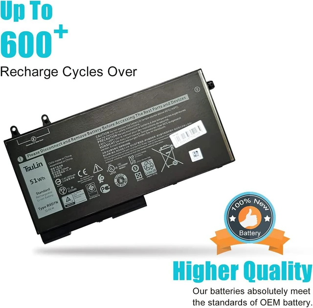 Alt view image 4 of 7 - TsuLin R8D7N Laptop Battery Replacement for Dell Latitude 5400 5500 Precision 3540 Inspiron 7590 7591 7791 2-in-1 Series Notebook 0R8D7N 1V1XF 4GVMP W8GMW 11.4V 51Wh 4255mAh