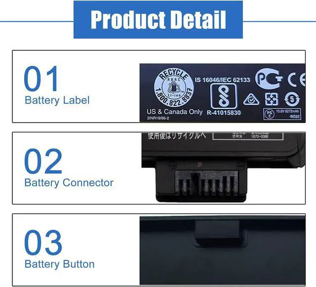 Alt view image 3 of 6 - Dentsing 01AV427 (10.8V 72Wh/6600mAh 6-Cell) Laptop Battery Compatible with Lenovo Thinkpad A475 A485 T470 T480 T570 T580 TP25 P51S P52S Series Notebook 01AV425 01AV428 4X50M08812 SB10K97584 61++