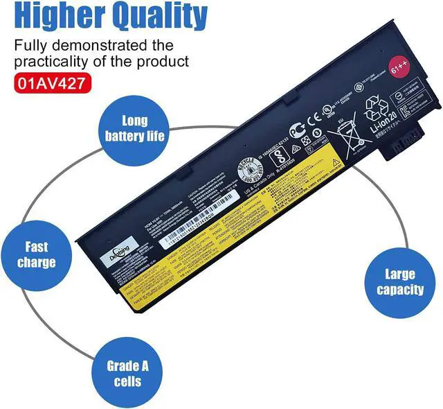 Alt view image 4 of 6 - Dentsing 01AV427 (10.8V 72Wh/6600mAh 6-Cell) Laptop Battery Compatible with Lenovo Thinkpad A475 A485 T470 T480 T570 T580 TP25 P51S P52S Series Notebook 01AV425 01AV428 4X50M08812 SB10K97584 61++