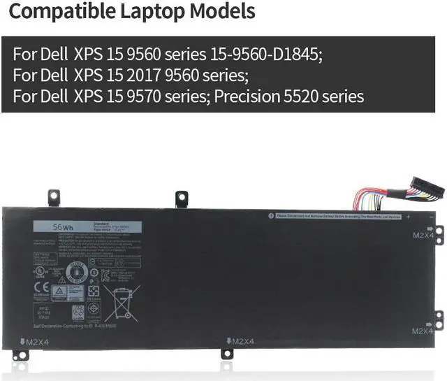 Alt view image 4 of 7 - SWEALEER H5H20 Laptop Battery Compatible with Dell XPS 15 9560 9550 Precision M5510 M5520 5510 5520 Replacement for 62MJV M7R96 05041C 5D91C [Li-ion 3 Cell 11.4V 56Wh h5h20]