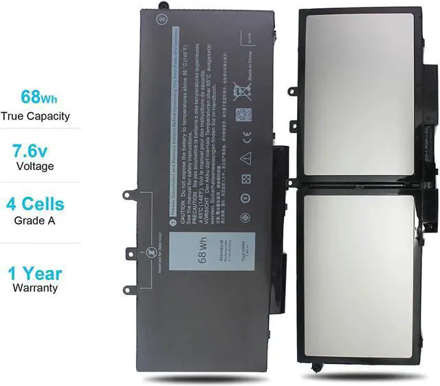 Alt view image 5 of 7 - 68Wh GJKNX 7.6V Battery for Dell Latitude 5480 5490 5580 5590 5495 5491 5591 5280 5290 5488 5288 E5480 E5580 E5490 E5590 Precision 3520 3530 451-BBZG 5YHR4 GD1JP 0GD1JP DY9NT 0DY9NT P60F P72G 4-Cell