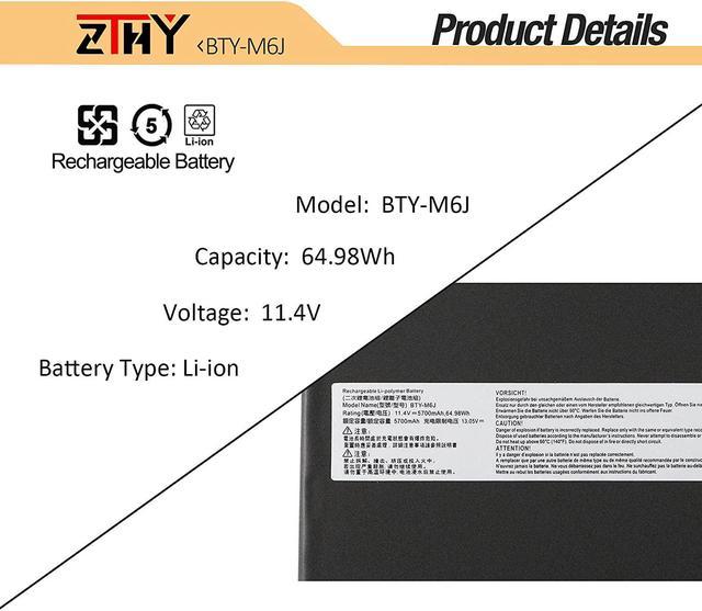 ZTHY BTY-M6J BTY-U6J Laptop Battery for MSI GS63 7RD 7RE 8RD 8RE