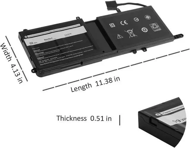 Alt view image 4 of 5 - 9NJM1 0546FF 0HF250 44T2R HF250 MG2YH 0MG2YH 546FF Laptop Battery Replacement for Dell Alienware 15 R3 R4 17 R4 R5 Series (15.2V 68Wh)
