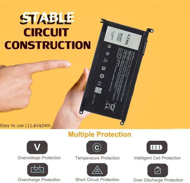 Alt view image 3 of 6 - New WDX0R Laptop Battery for Dell in-spiron 13 5368 5378 5379 7368 7378 15 5570 7570 5565 5567 5568 5578 5580 7560 7569 7579 17 5765 5767 5770 Series Fits T2JX4 Y3F7Y 3CRH3 FC92N CYMGM Notebook