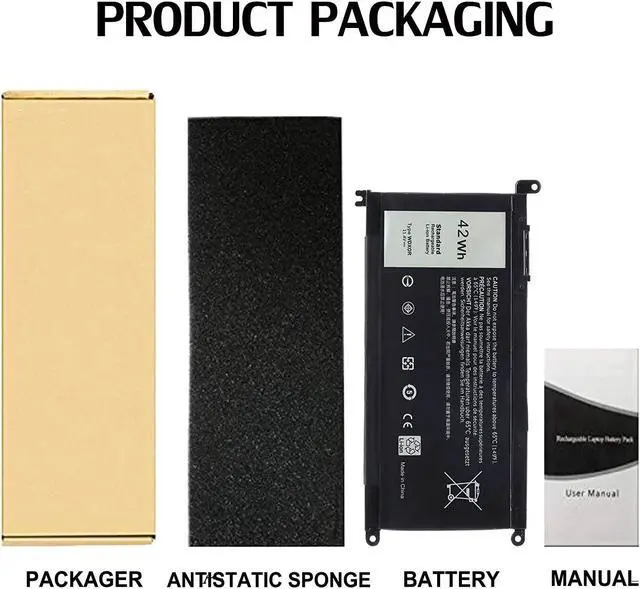Alt view image 6 of 6 - New WDX0R Laptop Battery for Dell in-spiron 13 5368 5378 5379 7368 7378 15 5570 7570 5565 5567 5568 5578 5580 7560 7569 7579 17 5765 5767 5770 Series Fits T2JX4 Y3F7Y 3CRH3 FC92N CYMGM Notebook