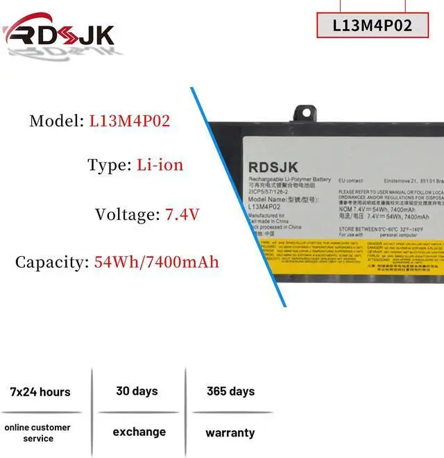 Alt view image 2 of 7 - L13M4P02 L13N4P01 Laptop Battery for Lenovo Erazer Y50 Y50-70 Y50-80 Y50P Y50P-70 Y70 Y70-70 Y50-70-ISE Y50-70-IFI Y50-70AM-IFI Y50-70AM-ISE Y50-70AS-ISE Serie 121500250 121500251 5B10K10190 7.4V 54Wh