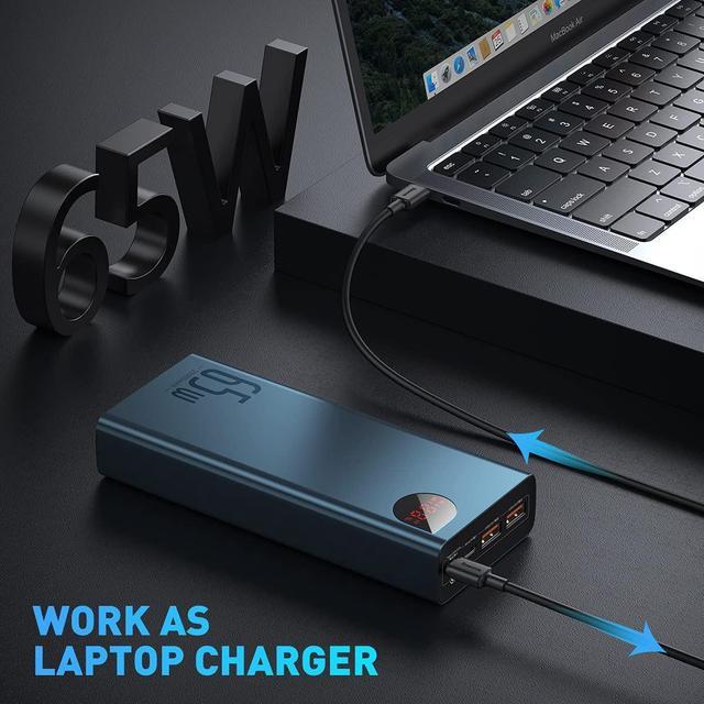 Baseus Power Bank, 65W 20000mAh Laptop Portable Charger, Fast Charging USB  C 4-Port PD3.0 Battery Pack for MacBook Dell XPS IPad iPhone 15/14/13/12  Pro Max Mini Samsung Steam Deck