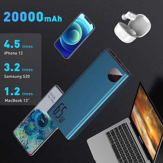  Baseus Power Bank, 65W 20000mAh Laptop Portable Charger, Fast  Charging USB C 4-Port PD3.0 Battery Pack for MacBook Dell XPS IPad iPhone  15/14/13/12 Pro Max Mini Samsung Steam Deck : Cell