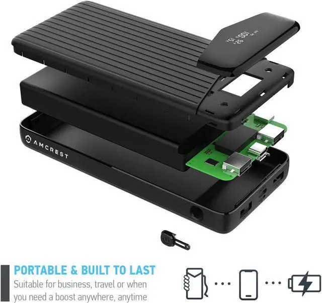 Alt view image 4 of 7 - Amcrest USB C Power Bank, 26800mAh Portable Charger USB C, Power Bank Fast Charging 22W PD 3.0, Type C Battery Bank Powerbank with LED Display for Android & iOS Smartphone Devices, and More