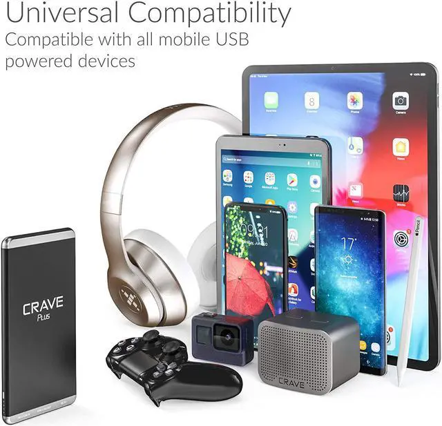 Alt view image 7 of 7 - Crave Slim Power Bank, Plus Aluminum Portable Charger with 10000 mAh [Quick Charge QC 3.0 USB + Type C] External Battery Pack for iPhone, iPad, Samsung and More.