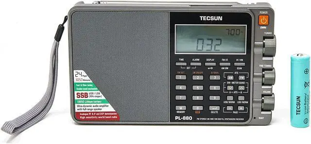 Alt view image 9 of 10 - tecsun pl880 portable digital pll dual conversion am/fm, longwave & shortwave radio with ssb single side band reception, color silver