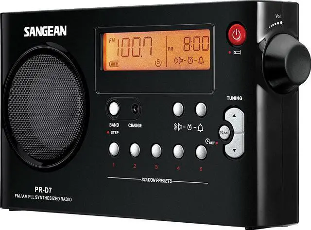 Alt view image 2 of 3 - Sangean PR-D7 AM/FM Digital Portable Radio with Built-in Battery Charger (Black)