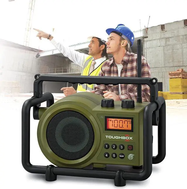 Alt view image 5 of 5 - Sangean TB-100 TOUGHBOX FM/AM/Aux Ultra-Rugged Digital Rechargeable Radio, Green