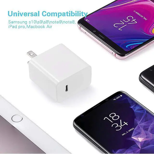 Alt view image 7 of 7 - 30w USB C Charger, Huntkey USB-C Power Adapter PD3.0 Fast Charger Block with 3.3ft C-C Cable for iPhone 14/14 pro/13/12/XR/XS/X, iPad Pro, MacBook, Galaxy, Pixel and More