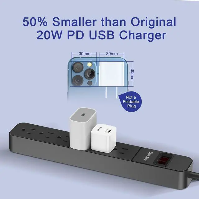 Alt view image 3 of 7 - 20W USB C Charger,Huntkey USB-C Power Adapter PD Type c Fast Charger Block USBC Wall Charger for iPhone 14/13/12/11/X/XR Series,Samsung Galaxy S22/S20,Google Pixel Series,iPad Pro and More
