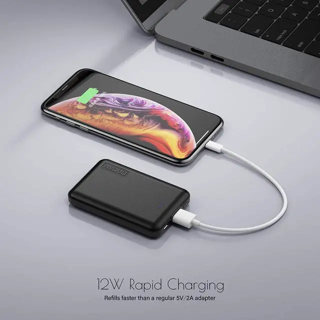 Alt view image 3 of 6 - Miady 2-Pack 5000mAh Mini Portable Charger, Power Pack with 5V 2.4A USB Output, Power Bank Phone Charger for iPhone 12/13/14 Series, Android Phones and etc