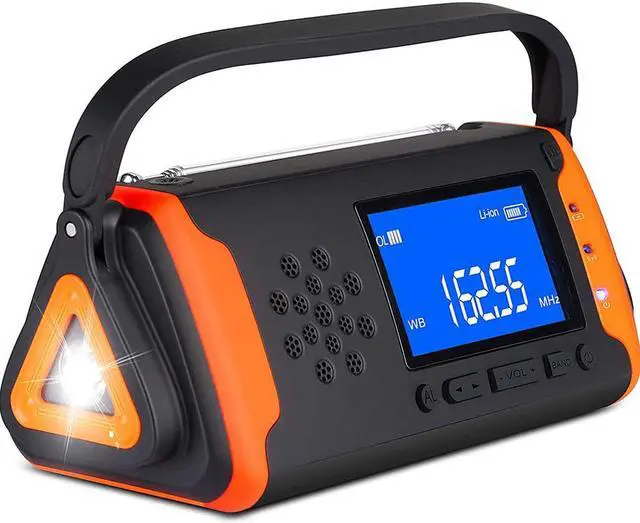 Main image of Solar Emergency NOAA Weather Crank Solar Powered Portable Radio with 4000mAh Smart Phone Charger Power Bank, Bright Flashlight for Household Emergency and Outdoor Survival (Orange)