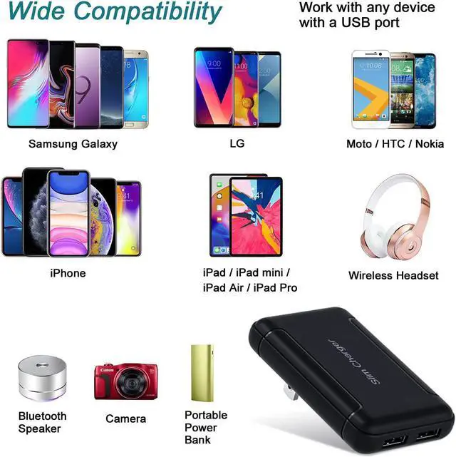 Alt view image 7 of 7 - USB Charger Block 3Pack 5v/3a Dual USB Wall Charger with Foldable Plug Flat Portable 2 USB-A Ports Phone Charger Fast Charging Blocks Compatible iPhone 11/XS/XR/iPad Samsung Galaxy (Black3)