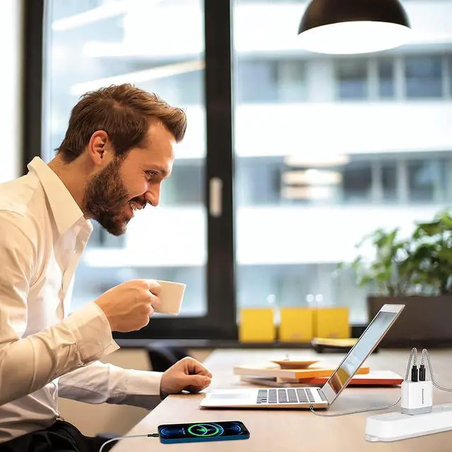 Alt view image 7 of 7 - USB C Charger Block, 40W USB C Wall Charger GaN Foldable USB C Power Adapter 2-Port (20W+20W) PD Fast Charging Block for iPhone 15/15 Pro/ 15 Pro Max/ 15 Plus/ 14/13/ 12/11, MacBook Air, iPad Pro