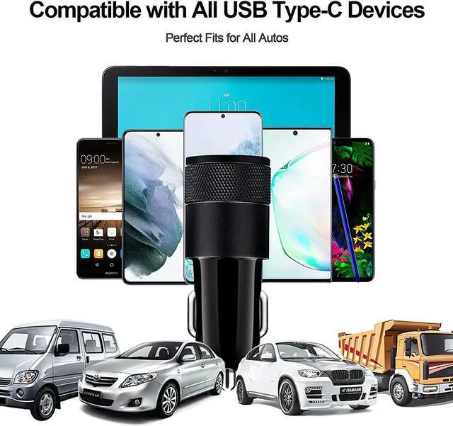 Alt view image 7 of 7 - USB C Fast Car Charger for Samsung Galaxy S24 S23 S22 Ultra S22 S21 FE Z Flip5 Flip 4 Fold 5 4 A55 A35 A15 A54 A53 A14 A13 5G S20 A73 A72 A52, Rapid Wall Charger+Car Charger Adapter+2 Type C Cable 3ft