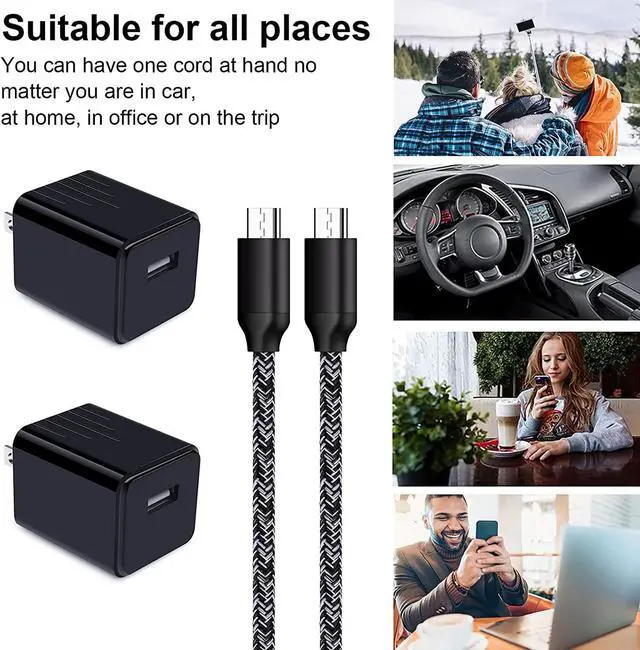 Alt view image 5 of 5 - Android Charger, Android Phone Charger Micro USB Charger Cord Fast Charging Cable 6 ft Long with Wall Charger Block Plug for Samsung Galaxy S6 S7 J3 J7 Note 5,LG Stylo 2 3 Plus,Tablet,Kindle Fire