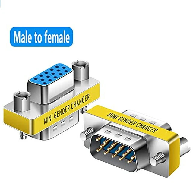 Alt view image 3 of 7 - Slimline VGA HD15 Gender Changer -Zero Modem Adapter VGA Coupler for 2 displays-F/F-M/M (2 Two CombinationM-M F-F)