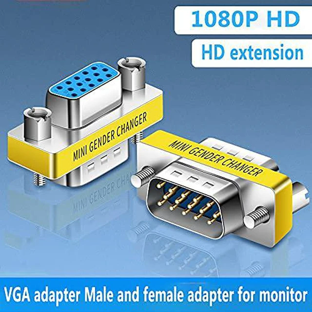 Alt view image 5 of 7 - Slimline VGA HD15 Gender Changer -Zero Modem Adapter VGA Coupler for 2 displays-F/F-M/M (2 Two CombinationM-M F-F)
