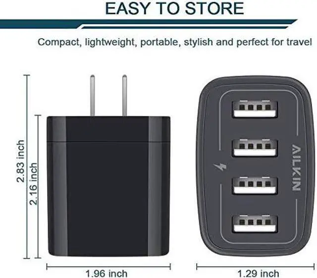 Alt view image 2 of 7 - Wall Charger USB Charger Adapter 4.8A 4Multi Port Fast Charging Station Power Base Block Plug Cube Brick for iPhone 15 14 SE 13 12 11Pro Max/XR/XS/8Plus  A14/A13/S23/S22 Kindle Plug