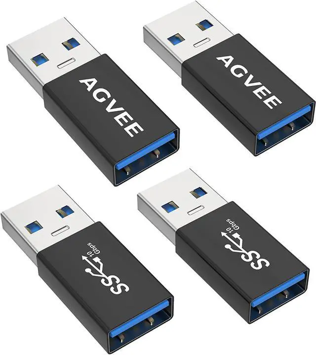 Main image of 4 Pack USB-A 3.0 Female to USB-A Male Bidirectional Adapter USB 3.2 Gen 1 Coupler Extender Extension Converter Connector Black