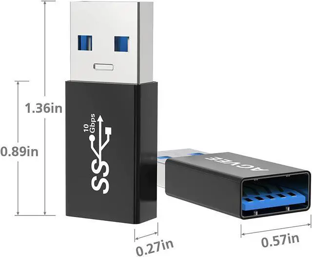 Alt view image 3 of 7 - 4 Pack USB-A 3.0 Female to USB-A Male Bidirectional Adapter USB 3.2 Gen 1 Coupler Extender Extension Converter Connector Black