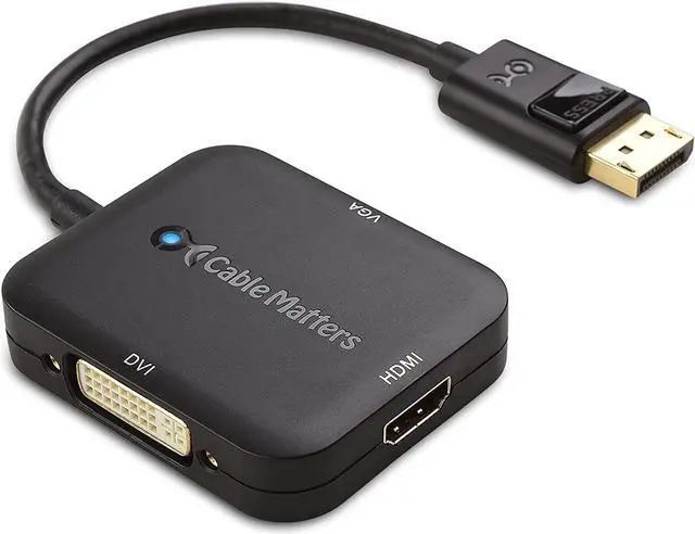 Alt view image 3 of 5 - DisplayPort to HDMI Adapter with VGA and DVI 3-in-1 Adapter - Supporting 4K Resolution via HDMI