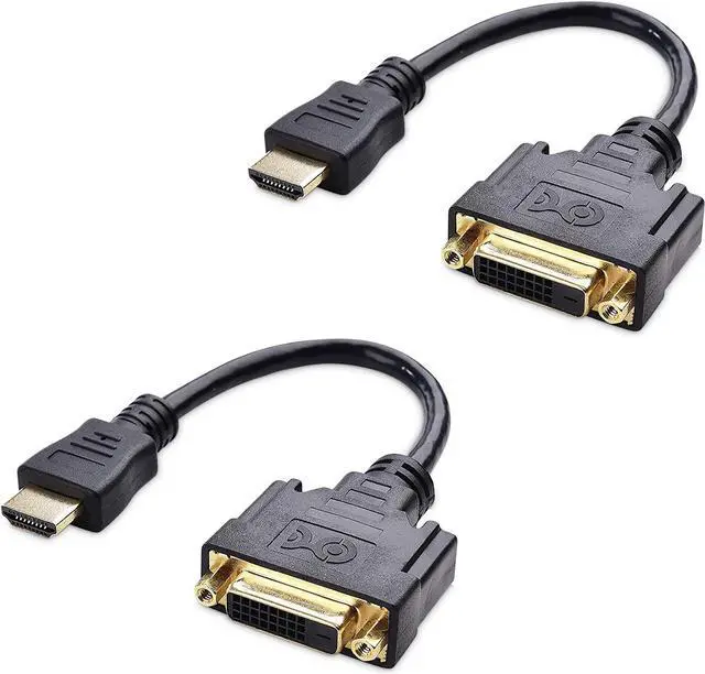 Main image of 2-Pack Bi-Directional HDMI to DVI Male to Female DVI to HDMI Female to Male Cable Adapter - 5 Inches