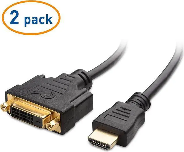 Alt view image 2 of 5 - 2-Pack Bi-Directional HDMI to DVI Male to Female DVI to HDMI Female to Male Cable Adapter - 5 Inches