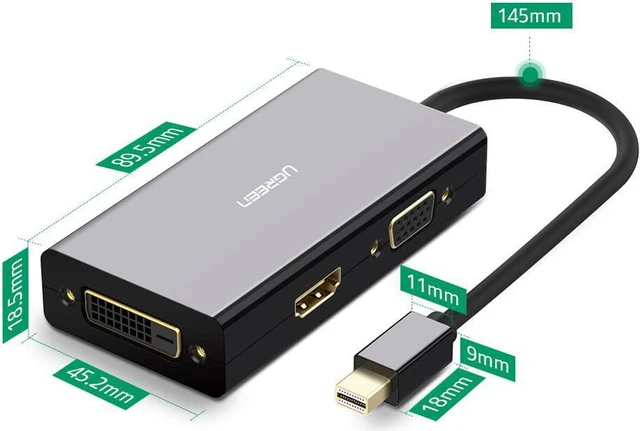 Alt view image 7 of 7 - UGREEN Mini DisplayPort to HDMI DVI VGA Adapter 4K Mini DP Converter Thunderbolt Compatible 3 in 1 for Mac, 2015 MacBook Pro Air, iMac, Surface Pro3 Pro4, Google Chromebook, PC, Black