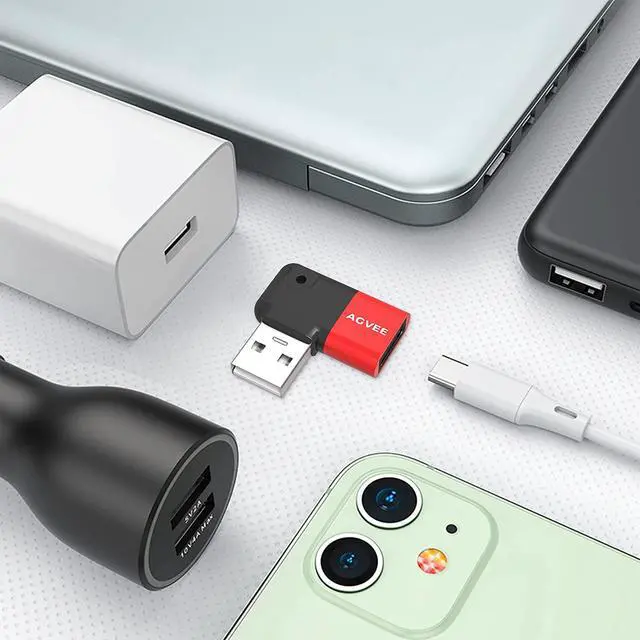 Alt view image 2 of 7 - [2 Pack 90 Degree Angled USB-C Female to USB-A 2.0 Male Adapter USBC Type-C Converter Coupler Extension Extender Connector for iPhone 12 11 Pro Max  S21 S20 S10 Note 20 10 Red