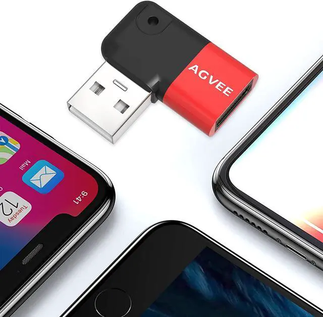 Alt view image 5 of 7 - [2 Pack 90 Degree Angled USB-C Female to USB-A 2.0 Male Adapter USBC Type-C Converter Coupler Extension Extender Connector for iPhone 12 11 Pro Max  S21 S20 S10 Note 20 10 Red