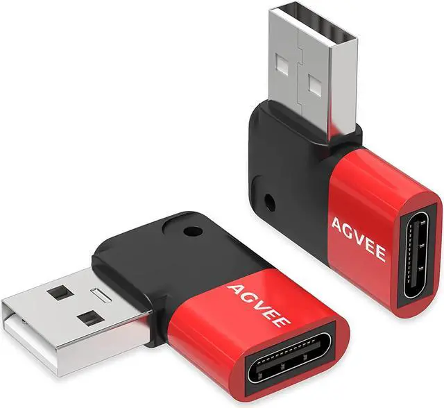 Alt view image 7 of 7 - [2 Pack 90 Degree Angled USB-C Female to USB-A 2.0 Male Adapter USBC Type-C Converter Coupler Extension Extender Connector for iPhone 12 11 Pro Max  S21 S20 S10 Note 20 10 Red