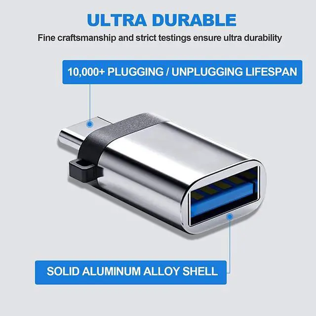Alt view image 3 of 7 - USB C to A Adapter Thunderbolt 3 to USB 3.0 Adapter for MacBook Pro 2021/2020/2019/2018 MacBook Air 2020 Pro 2020 XPS Galaxy Note and More Type C Devices (5Gbps Silver)
