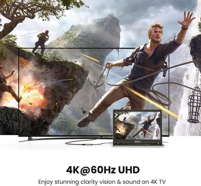 Alt view image 2 of 7 - UGREEN USB C to HDMI Adapter Cable 4K 60Hz Aluminum Type C Thunderbolt 3 Converter Male to Female for iPad Mini 6, MacBook Pro 2019 Samsung Note 10 S22 S20 iMac LG V50 V30 XPS 15 13 Yoga 900