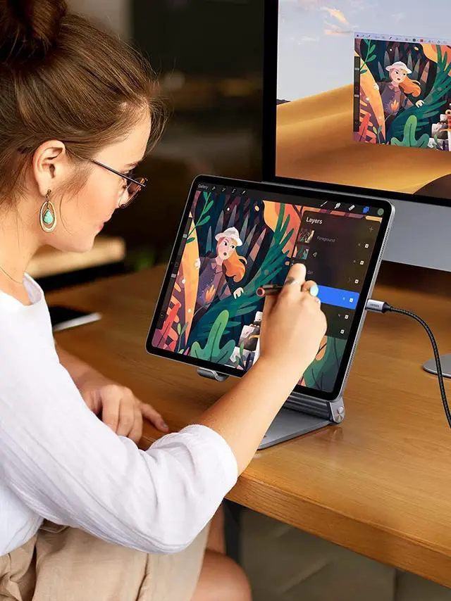 Alt view image 4 of 7 - USB C to HDMI Cable 4K 60HZ USB Type C Thunderbolt 3 HDMI Adapter Braided Cord Compatible for iPad Mini 6 iPad Pro MacBook Pro MacBook Air Samsung Galaxy S20 S10 Note 9 and More 6FT