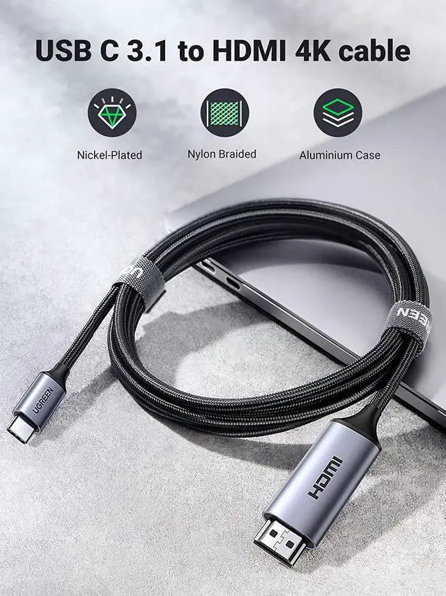 Alt view image 5 of 7 - USB C to HDMI Cable 4K 60HZ USB Type C Thunderbolt 3 HDMI Adapter Braided Cord Compatible for iPad Mini 6 iPad Pro MacBook Pro MacBook Air Samsung Galaxy S20 S10 Note 9 and More 6FT
