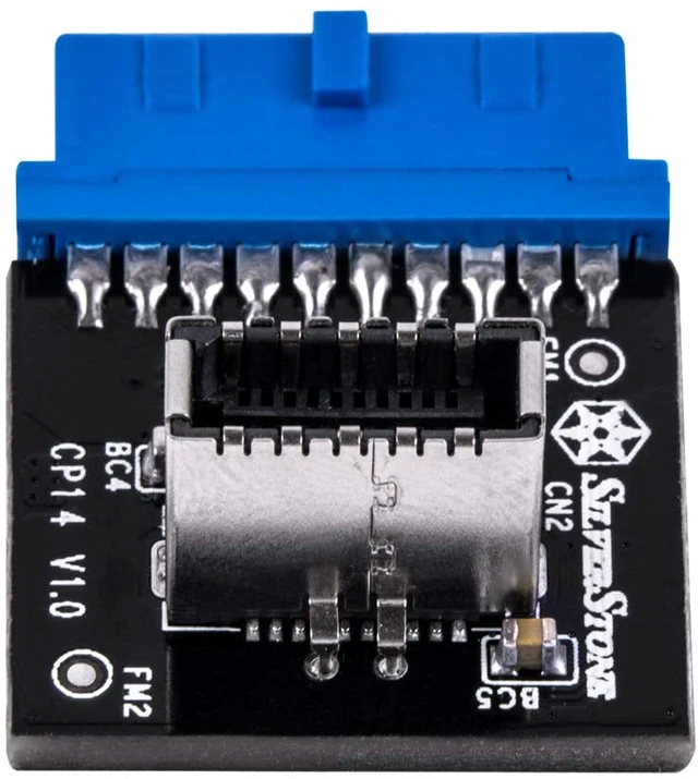 Alt view image 5 of 7 - Silverstone SST-CP14 - USB 3.0 Internal (19-pin) Header to USB 3.1 / 3.2 Type-C (20-pin) Key-A Adapter